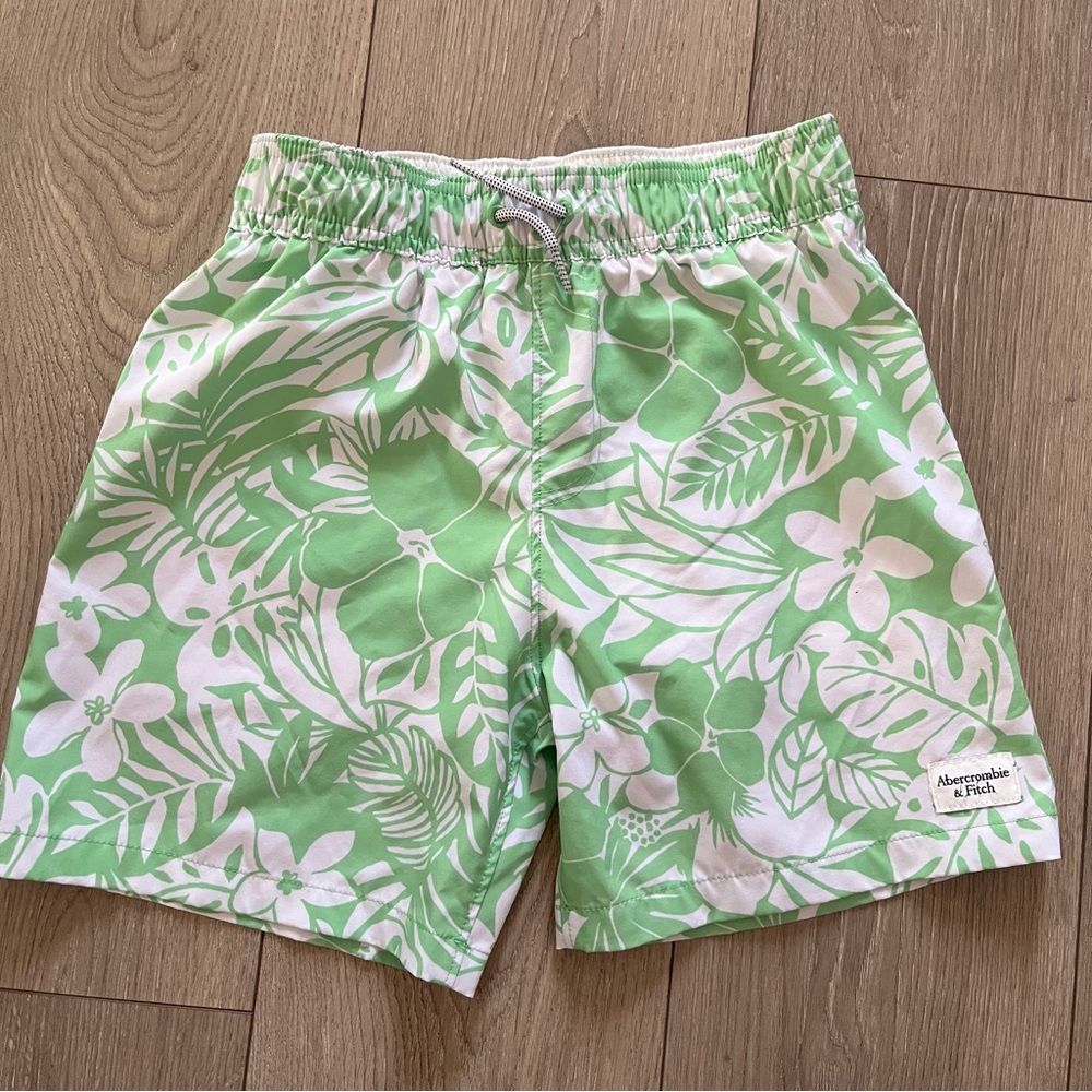 Abercrombie Kids Green Floral Swim Shorts
